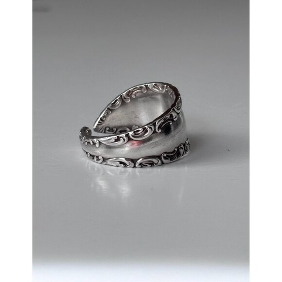 Handmade Antique Silver Plated Spoon Ring: Rogers Bros Savoy, Size 9.5 - Picture 3 of 7